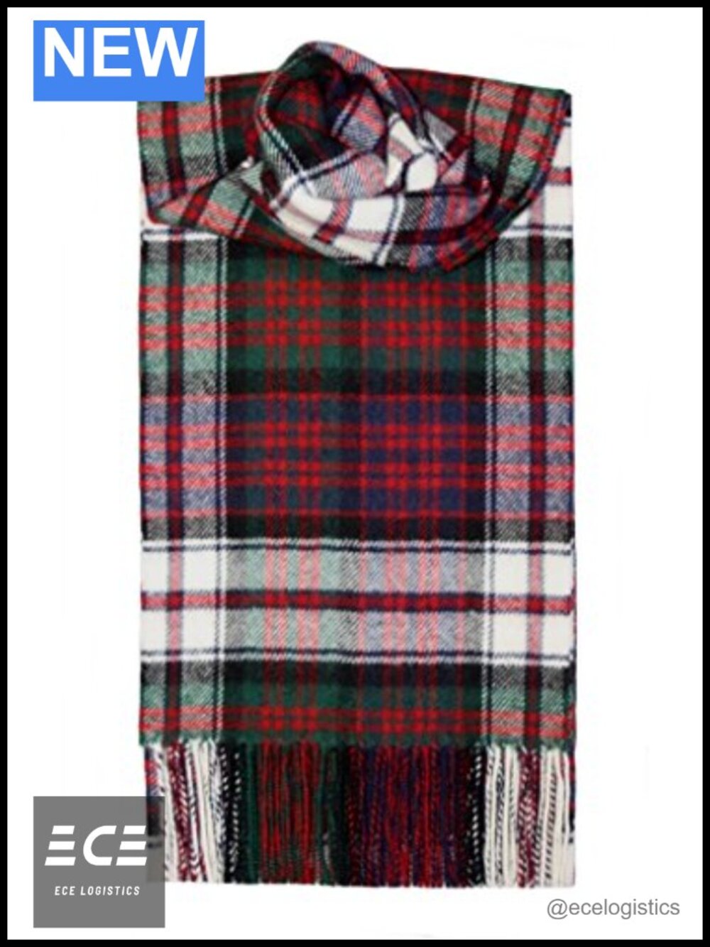 Lambswool Tartan Scarf Made in Scotland 70in Long